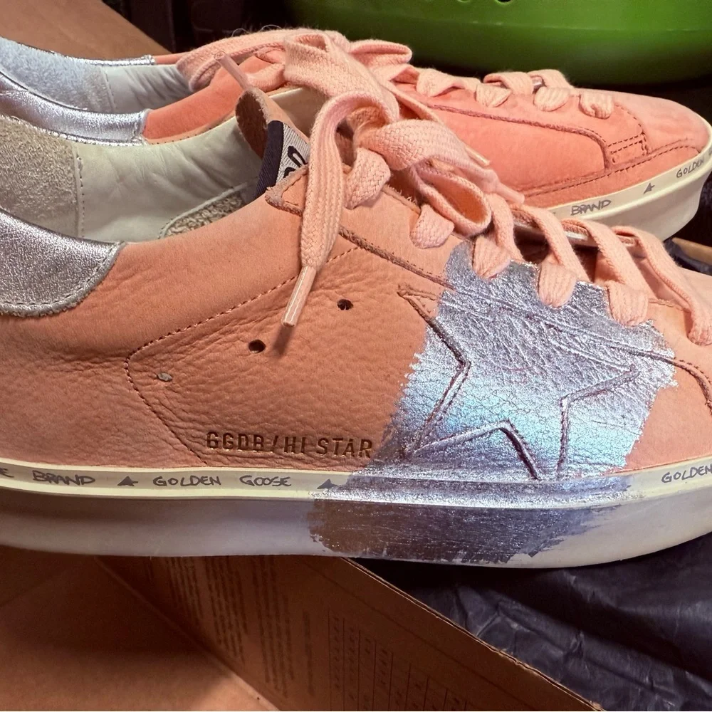 Golden Goose sz 7B Pink and Silver Sneakers NEW with Box - Picture 4 of 16